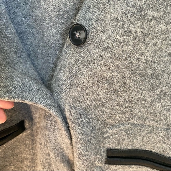 Madewell Lambs Wool with Leather Trim Button Up Grey Cardigan Small - Picture 12 of 14